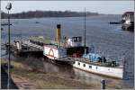 Raddampfer KAISER WILHELM liegt am 11.03.2007 noch in seinem Winterquartier in Lauenburg. Ab Mai unternimmt er wieder Ausflugsfahrten auf der Elbe, die hier mit der Mndung des Elbe-Lbeck-Kanals zu sehen ist. Nhere Infos zu Schiff und Fahrten bietet die Internetseite: www.raddampfer-kaiser-wilhelm.de/