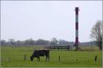 Das 30 m hohe Oberfeuer Ruthensand steht etwa einen Kilometer vom Unterfeuer Ruthensand entfernt. 18.04.2011