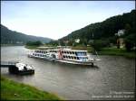 Das grte Passagierschiff der Dresdner  Weien Flotte  die  Grfin Cosel  bei Knigstein in der Schsischen Schweiz, 11.07.07.