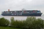 HANJIN ASIA  Containerschiff   Lühe  07.05.2014       366 x 48m