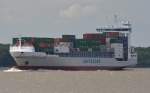 Containerschiff  Unifeeder Henneke Rambow,  Heimathafen Hamburg, am 06.06.2014 einlaufend vor Wedel.