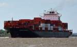 BODO SCHULTE, Containerschiff, Heimathafen Monrovia, IMO: 9461623 bei Wedel am 06.06.2014 Richtung Hamburg unterwegs.