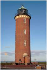 Der Leuchtturm bei der Alten Liebe in Cuxhaven im Licht der untergehenden Sonne des 31.12.2007. Er ist 23 m hoch und war von 1805 bis 2001 als Quermarkenfeuer in Betrieb. Heute befindet er sich in Privatbesitz.