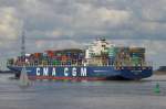 CMA CMG GEMINI  Containerschiff  Lühe  04.04.2015  , IMO 9410791 , Baujahr 2010  , 
363 x 45m , TEU 11388

