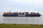 SHANGHAI  EXPRESS   Containerschiff  IMO 9501368  , Baujahr 2013   ,  Lühe 07.04.2015  366 x 48m , TEU 13169     