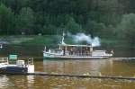 Fhre Lena (ex Kolibri), Bad Schandau, auf der Elbe zwischen Schna und Schmilka (Schsische Schweiz); 13.05.2015
