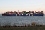 CMA CGM CHRITOPHE COLOMB ,Containerschiff , IMO 9453559 , Baujahr 2009 , 366 x 51m , 13830 TEU , 15.03.2016 Grünendeich