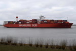 CAP SAN LORENZO , Containerschiff , IMO 9622227 , Baujahr 2013 , 333 x 48m , 9814 TEU , 19.03.2016 Grünendeich