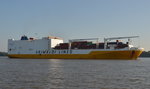 Grande Angola Auto-und Containertransporter von Grimaldi Lines am 13.09.16 bei Wedel auslaufend, Heimathafen Palermo IMO: 9343156.