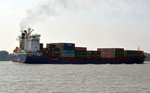 Pegasus Containerschiff auslaufend am 14.09.16 bei Wedel, Heimathafen St.