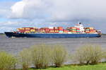 MSC SEATTLE , Containerschiff , IMO 9285689 , Baujahr 2004 , 300 x 43m ,7488 TEU  , 15.04.2017 Grünendeich
