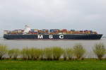 MSC SOLA , Containerschiff , IMO 9401104 , Baujahr 2008 , 11312 TEU , 363.6 × 45.6m ,21.04.2017 Grünendeich