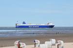 JUTLANDIA SEAWAYS (RoRo-Frachtschiff, Schweden, IMO: 9395355) elbaufwärts (Cuxhaven, 20.06.17).