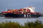 MSC PALAK , Containerschiff , IMO 9735206 , Baujahr 2016 , 299.9 × 48.33m , 9400 TEU , 06.09.2017 Grünendeich      