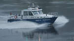 Das Polizeiboot WSP 01 EUROPA der Wasserschutzpolizei im April 2017 auf der Elbe.