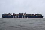 CMA CGM VASCO DE GAMA , Containerschiff , IMO 9706889 , Baujahr 2015 , 399.2 × 54m , 16872 TEU , 05.04.2018 Alte Liebe Cuxhaven