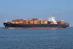KATHERINE , Containerschiff , IMO 9641235 , Baujahr 2013 , 270.07m × 42.8m , 6900 TEU , bei der Alten Liebe Cuxhaven am 05.09.2018