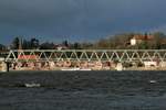 Blick von Hohnstorf/Sassendorf auf die Elbbrücke Lauenburg , das dahinter liegende FGS Kaiser-Wilhelm und die Stadt am 14.01.2019.