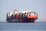 Container Ship CAP SAN RAPHAEL (IMO:9622253) Flagge Dänemark auf der Elbe am 13.08.2022 vor Cuxhaven.