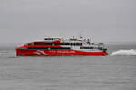 HALUNDER JET , Fahrgastschiff , IMO 9825295 , Baujahr 2018 , 56 x 14m , 10.04.2025 , Cuxhaven - Alte Liebe , 