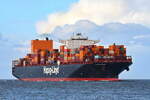 TAYMA EXPRESS , Containerschiff , IMO 9525895 , Baujahr 2012 , 366 x 48 m , 13296 TEU , 27.10.2025 , Cuxhaven , Alte Liebe 