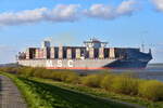 MSC OLIVER , Containerschiff , IMO 9703306 , Baujahr 2015 , 396 x 59 m , 19224 TEU ,  Lühedeich 08.04.2026