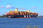 MSC OLIVER , Containerschiff , IMO 9703306 , Baujahr 2015 , 396 x 59 m , 19224 TEU ,  Lühedeich 08.04.2026  