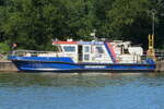 Beh�rdenschiff HAFENAUFSICHT (ENI 04811930) von der Hamburg Port Authority;  Aufnahmeort: Elbe Hamburg,  Anlegestelle Seemannsh�ft; Aufnahmedatum: 18.08.2025;  