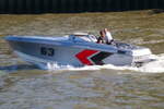Motorboot 63, HL-AB 79, auf der Elbe bei Hamburg am 18.08.2025.