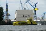 F�hre  GRASBROOK  (ENI 04814640 , 33,40 x 8,30m) am 23.07.2026 auf der  NORDERELBE  im Hafen Hamburg H�he Dock Elbe 17 auf Bergfahrt.