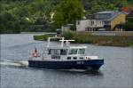 . Polizeiboot  WSP 16 ; aufgenommen während einer Kontrolfahrt auf der Mosel bei Oberbillig am 15.07.2014. In Dienststellung 16.07.2013. Gebaut von der Neckar-Bootsbau Ebert GmbH in Neckarsteinbach ; L 15,70 m ; B 3,75 m. Heimathafen Trier.