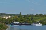  . Gute 3 Stunden spter passiert der Frachter  ODEON  ENI 02332317, L 105m; B 11,45 m; T 2604; Flagge Luxemburg, die Ortschaft von Remich Fluauwrts fahrend.  17.09.2014  (14 Uhr 29)