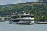 Fahrgastschiff Princesse Marie Astrid, aufgenommen beim Verlassen der Schleuse Grevenmacher, das Schiff fährt Flussauwärts in Richtung Remich. 24.08.2018