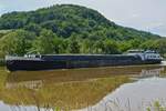 CHÂTEAU LAFAURIE, GMS ENI: 01823383, aufgenommen auf der Mosel nahe Wasserbilligerbrück, zu Tal. L 83,5 m, B 8,15 m, Ladekapazität 955 t, BJ 1952, Flagge Frankreich. 03.06.2018
