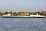 Containerfrachter  Freienstein  auf dem Rhein bei Bonn - 20.10.2012
