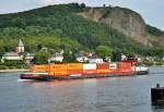 Containerschiff  Comus  auf dem Rhein querab Remagen - 29.08.2013
