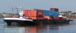 Das havarierte Containerschiff  Excelsior  (Europanummer: 4607680) am 28.03.2007 in Köln-Porz.