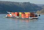 Container Schubverband  Hollande  auf dem Rhein bei Remagen - 07.02.2015