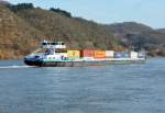 Containerfrachter  Freienstein  auf dem Rhein bei Remagen - 07.02.2015