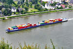 Koppelverband mit GMS  CONTARGO X  mit Containern auf dem Rhein in Remagen - 23.06.2018