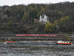 Das Tankmotorschiff SYNTHESE-II (ENI: 02324596) war Anfang April 2021 auf dem Rhein bei Unkel zu sehen.