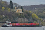 Anfang April 2021 war auf dem Rhein bei Remagen das Gütermotorschiff GERARD-ALBERT (ENI: 02324792) zu sehen.