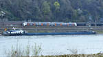 Das Gütermotorschiff MARIE (ENI: 02324012) war Anfang April 2021 auf dem Rhein bei Unkel zu sehen.