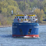 Das Gastankmotorschiff THRESHER (ENI: 02321298) war auf dem Rhein bei Duisburg zu sehen. (April 2021)