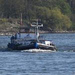 Im Bild das Gütermotorschiff Katja (ENI: 04007960), welches Mitte April 2021 auf dem Rhein unterwegs war.