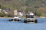 TMS ADMIRAL (ENI:02331666) & TMS EURASIA (ENI:06003626) auf dem Rhein am 08.04.2022 zu Berg in Braubach.