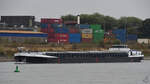 Das Gütermotorschiff AMAZONE (ENI: 02322692) auf dem Rhein, so gesehen Ende August 2022 in Duisburg.