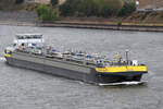 Das Schiff ORANJE NASSAU IV (ENI:02325714) auf dem Rhein unterwegs. (Duisburg, August 2022)
