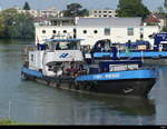 Arbeitsboot BIBO REGIO im Hafenareal von Basel am 17.07.2023