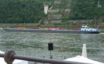 Gütermotorschiff DILSBERG, ENI 04800800, Bj 2001, Flagge NED, rheinabwärts am 12.08.2023 bei Koblenz.